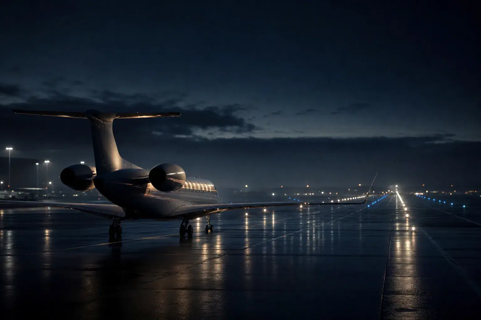 Business jet holding short of the runway at a slot-coordinated European airport