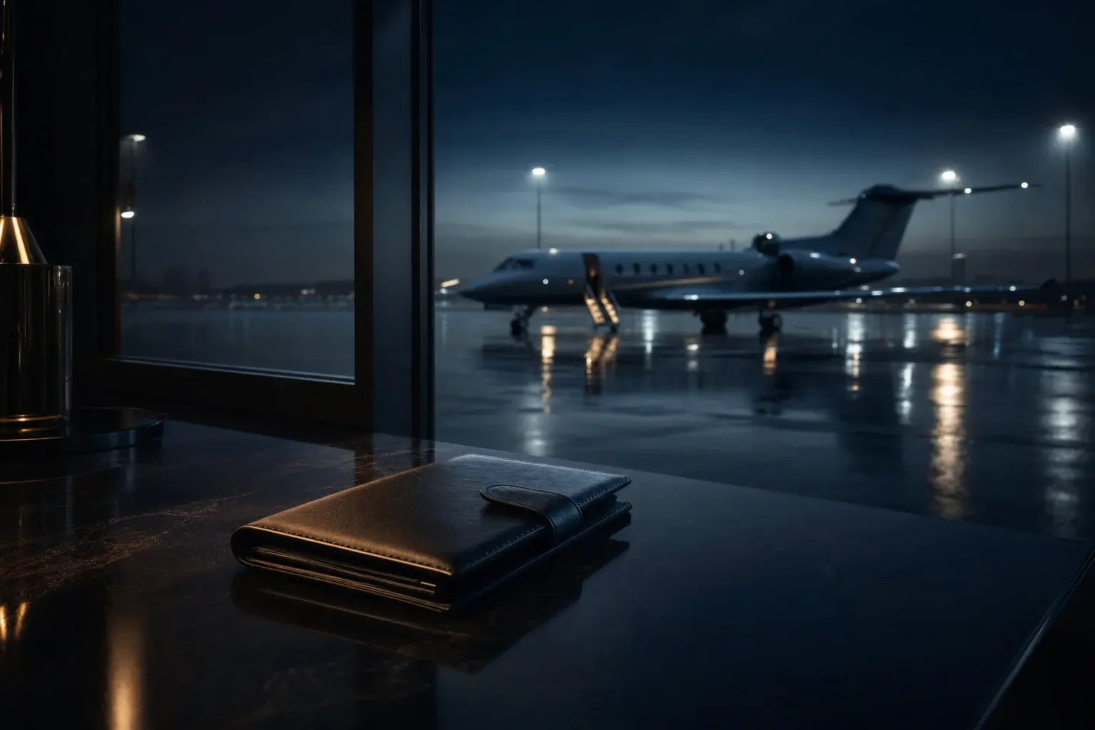 Do you need a passport for a private jet: passport and boarding documents on a table in a private jet cabin